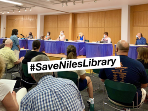 #SaveNilesLibrary Organizer address the library board speaking truth to power.
