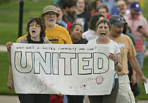 Activists march against hate.